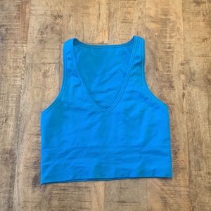 Blue Athleta Seamless Crop Rib Tank